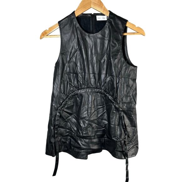 Proenza Schouler White Label Drawstring Detail Faux Leather Top Size 4 - Picture 2 of 13